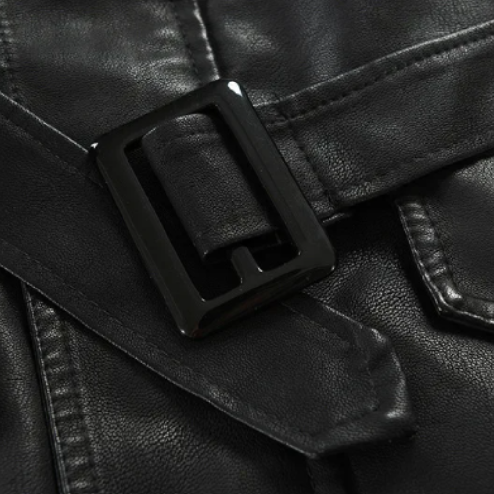 Masson™ | Veste de biker en cuir longue élégante