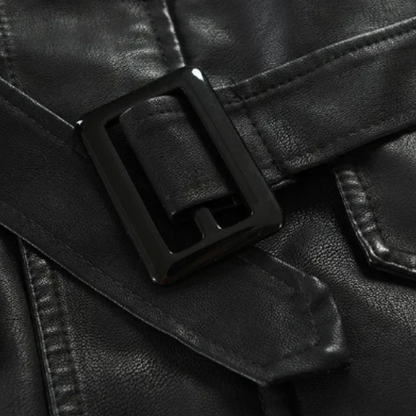 Masson™ | Veste de biker en cuir longue élégante
