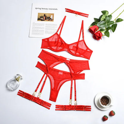 Sivora™ | Ensemble de Lingerie Sensuelle 4 Pièces
