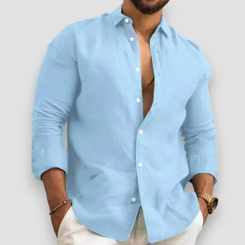 Nantes™ | Chemise classique en coton et lin à boutons