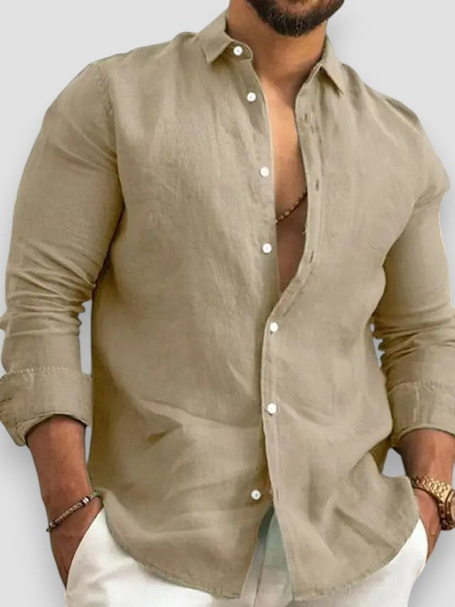 Nantes™ | Chemise classique en coton et lin à boutons