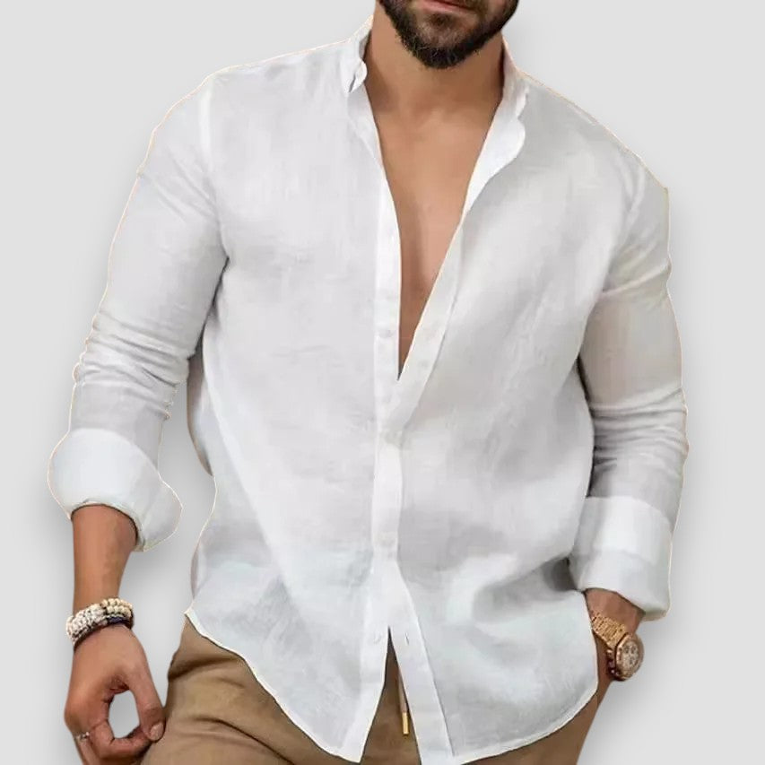 Nantes™ | Chemise classique en coton et lin à boutons