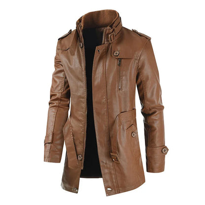 Masson™ | Veste de biker en cuir longue élégante
