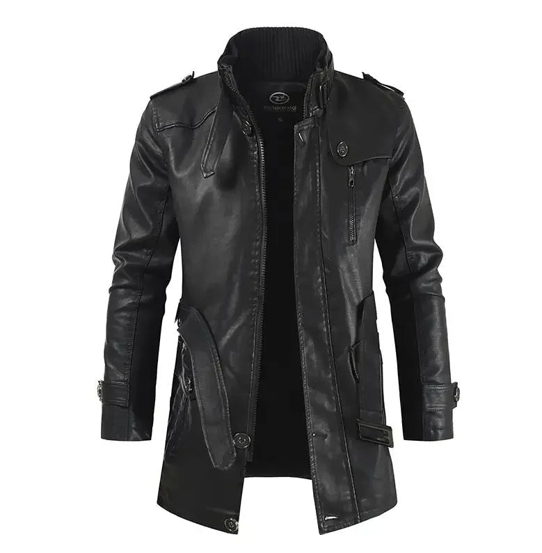 Masson™ | Veste de biker en cuir longue élégante