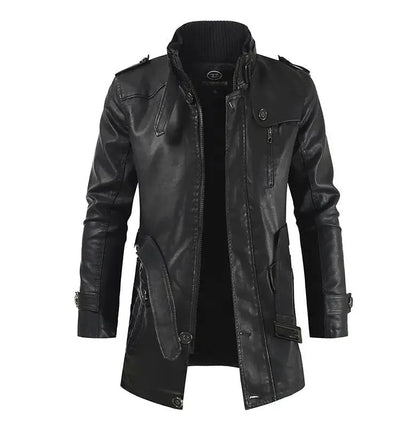 Masson™ | Veste de biker en cuir longue élégante