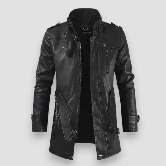 Masson™ | Veste de biker en cuir longue élégante