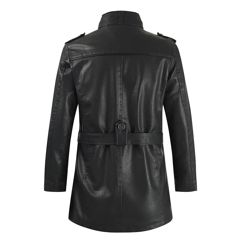 Masson™ | Veste de biker en cuir longue élégante