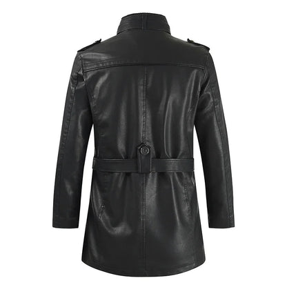 Masson™ | Veste de biker en cuir longue élégante
